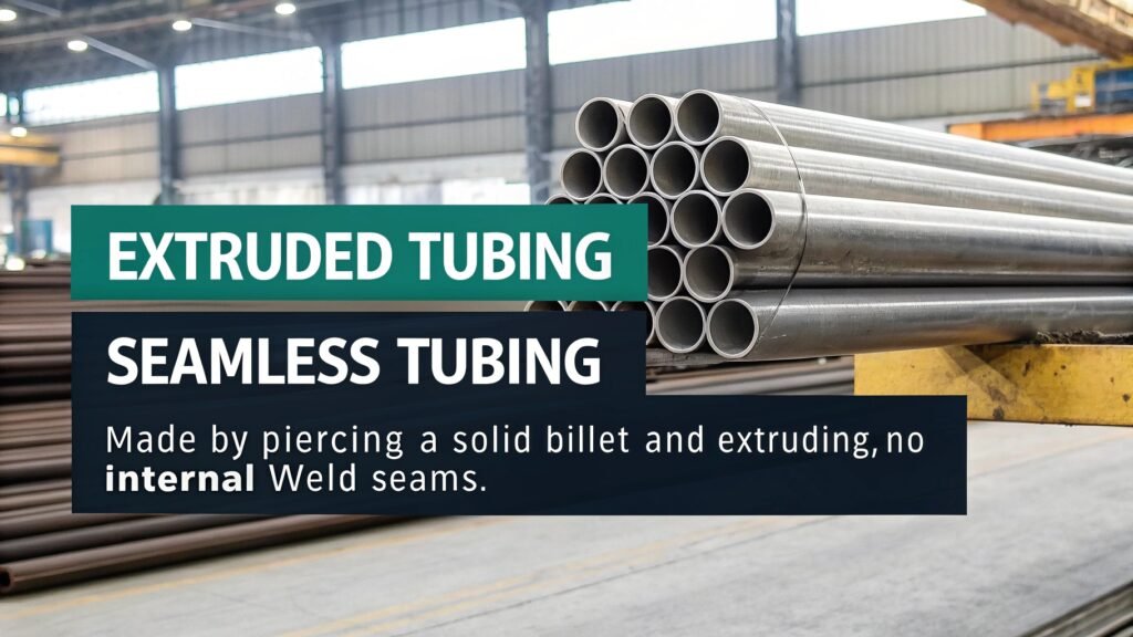 alt text: Magnified view highlighting the lack of a seam in seamless tube vs the potential seam in a standard extruded tube